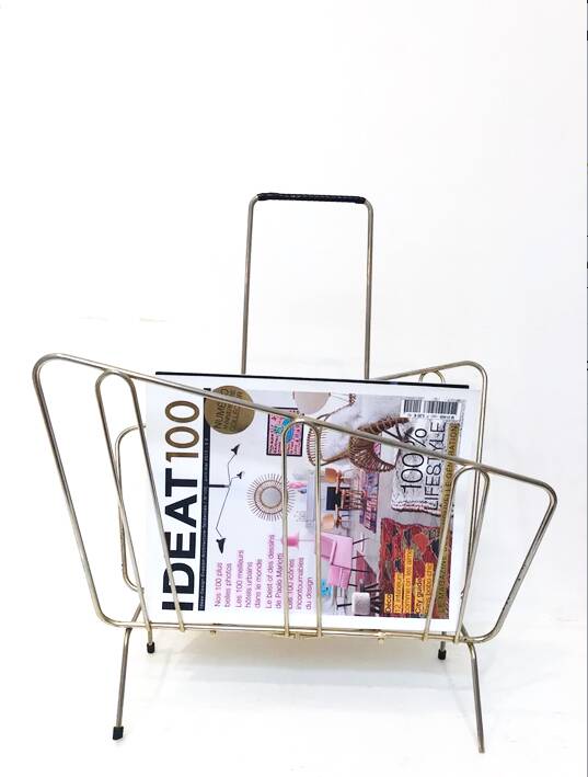 Vintage gold magazine rack, 1970
