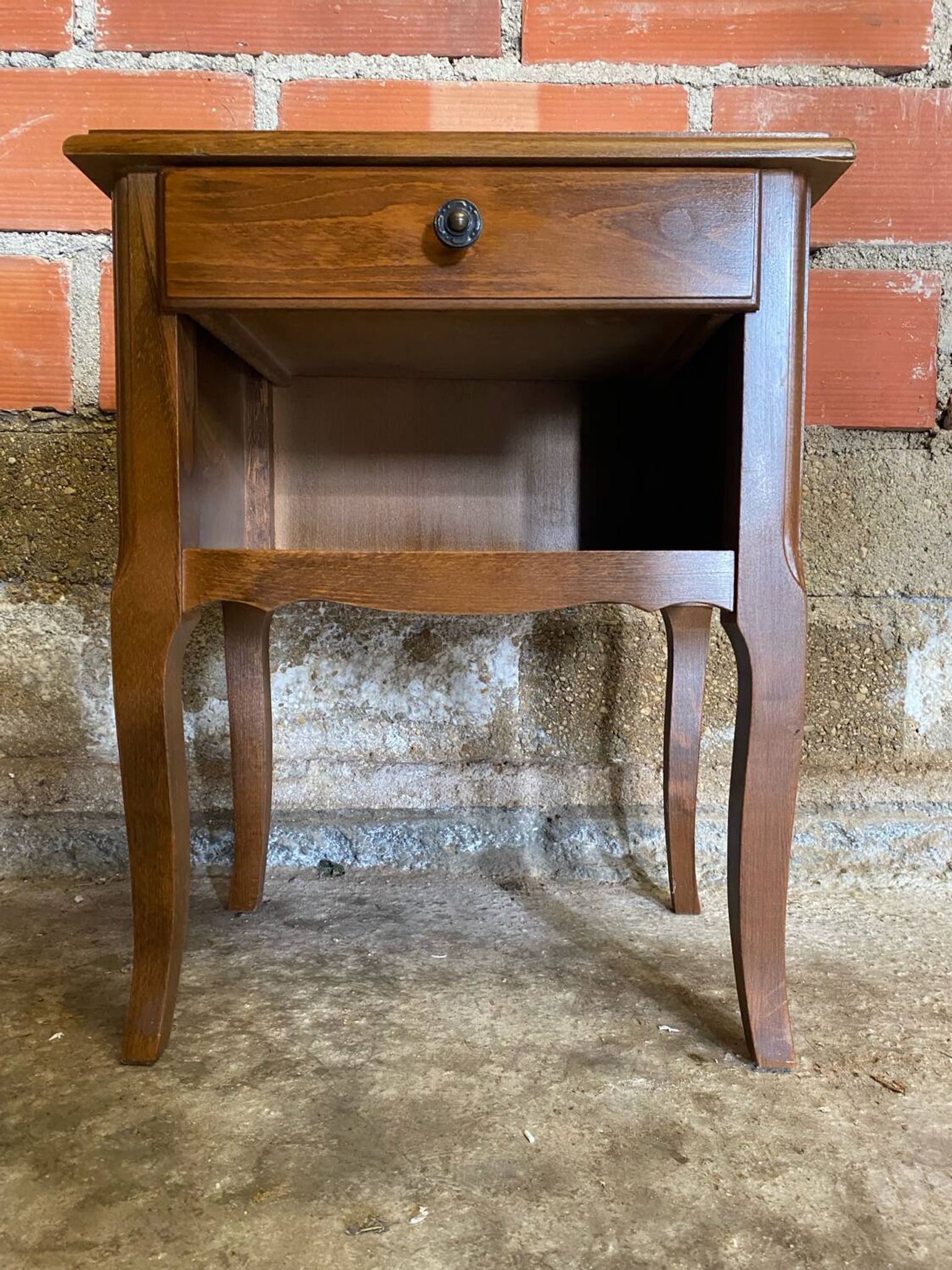 Louis XV Style Nightstand Table Wood Drawer + Vintage Case