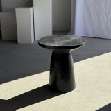 Black solid mango side table (monoxyle) with conical legs