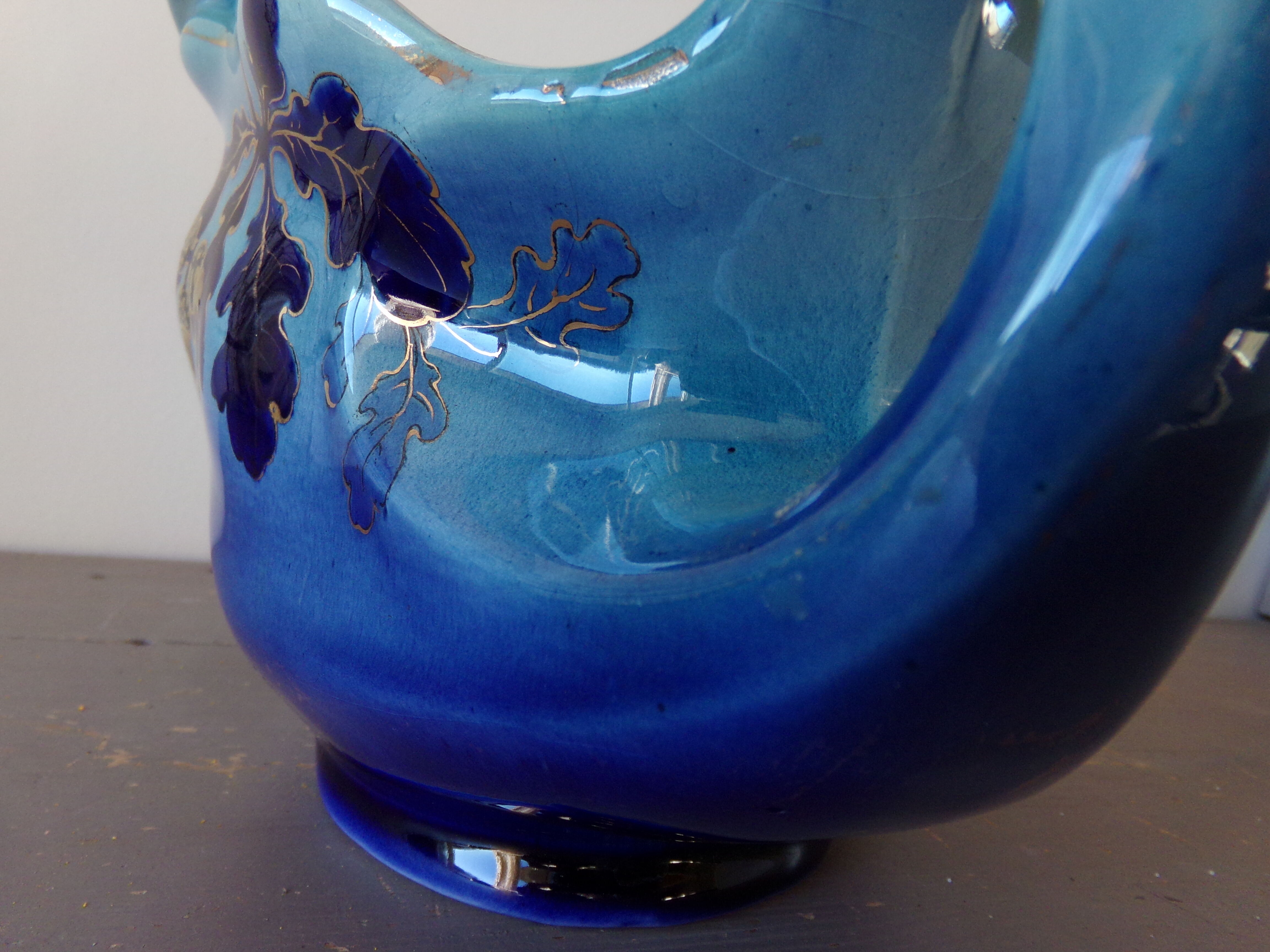 Earthenware pot cover from luneville, keller and guérin year 1920 - art nouveau