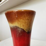 Vintage KIL Ceramic Vase: Red & Brown Lava Glaze, 1970s Yugoslavia