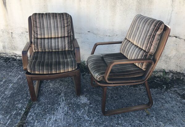 Fauteuils pieds traîneau vintage Années 70
