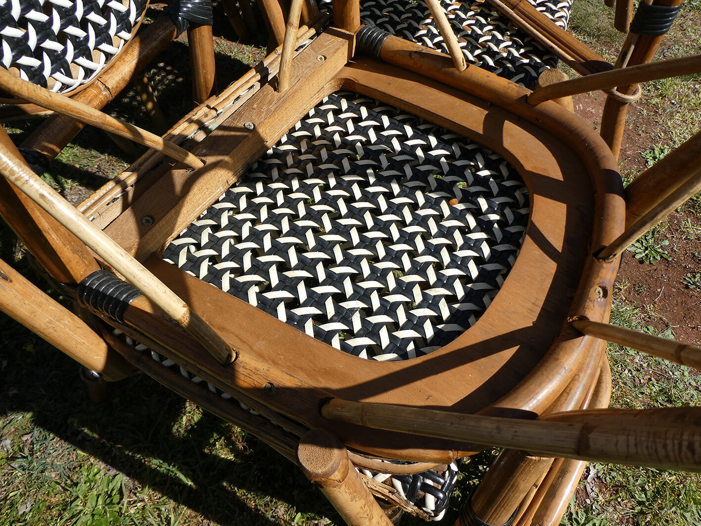 Set of 6 chairs Bistro terrace type Paris in rattan & braiding