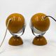 Paire de lampes eyeball Space Age métal blanc moutarde chrome Italie 1960s