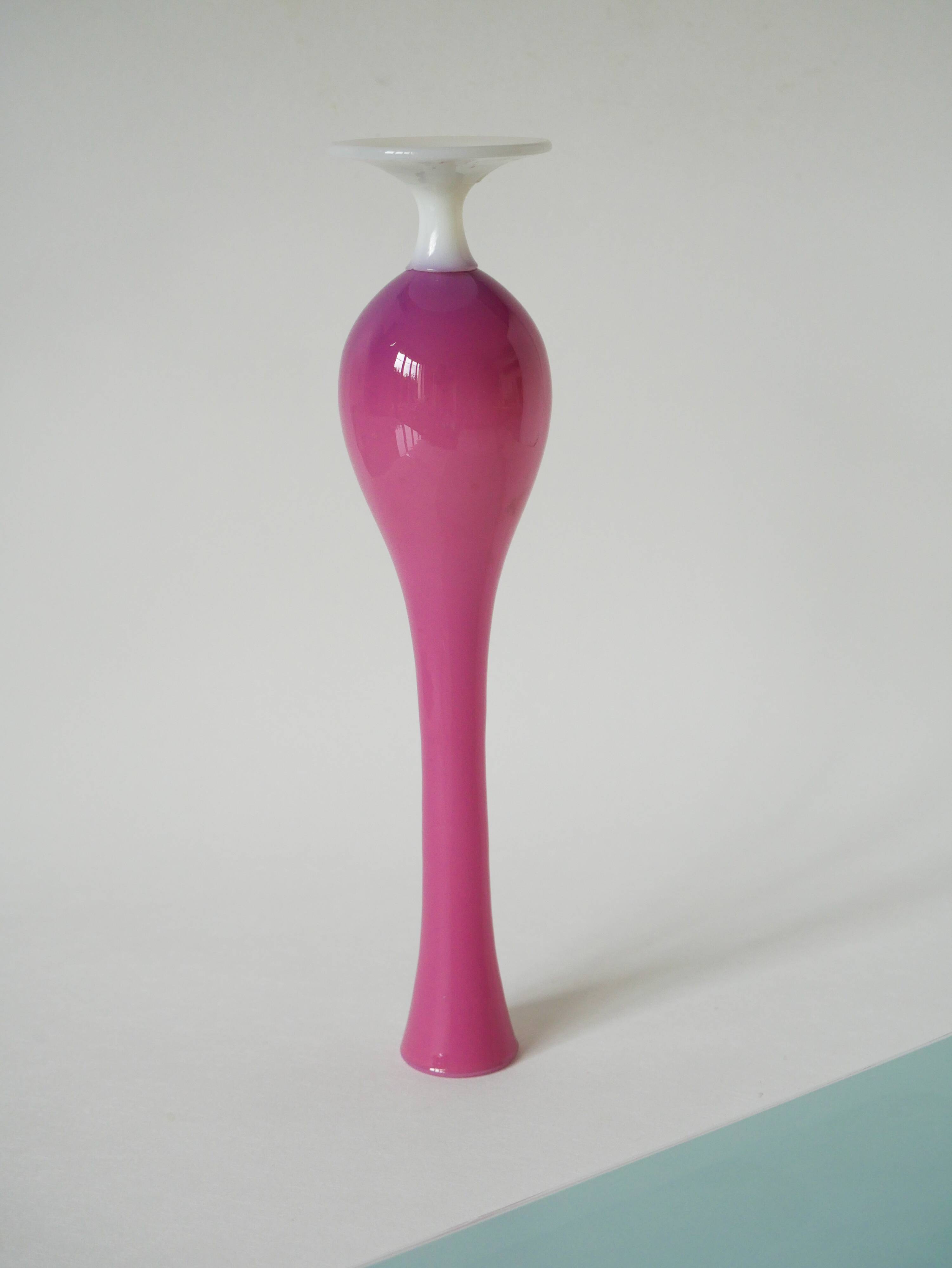 Candy pink opaline soliflore vase, 1950