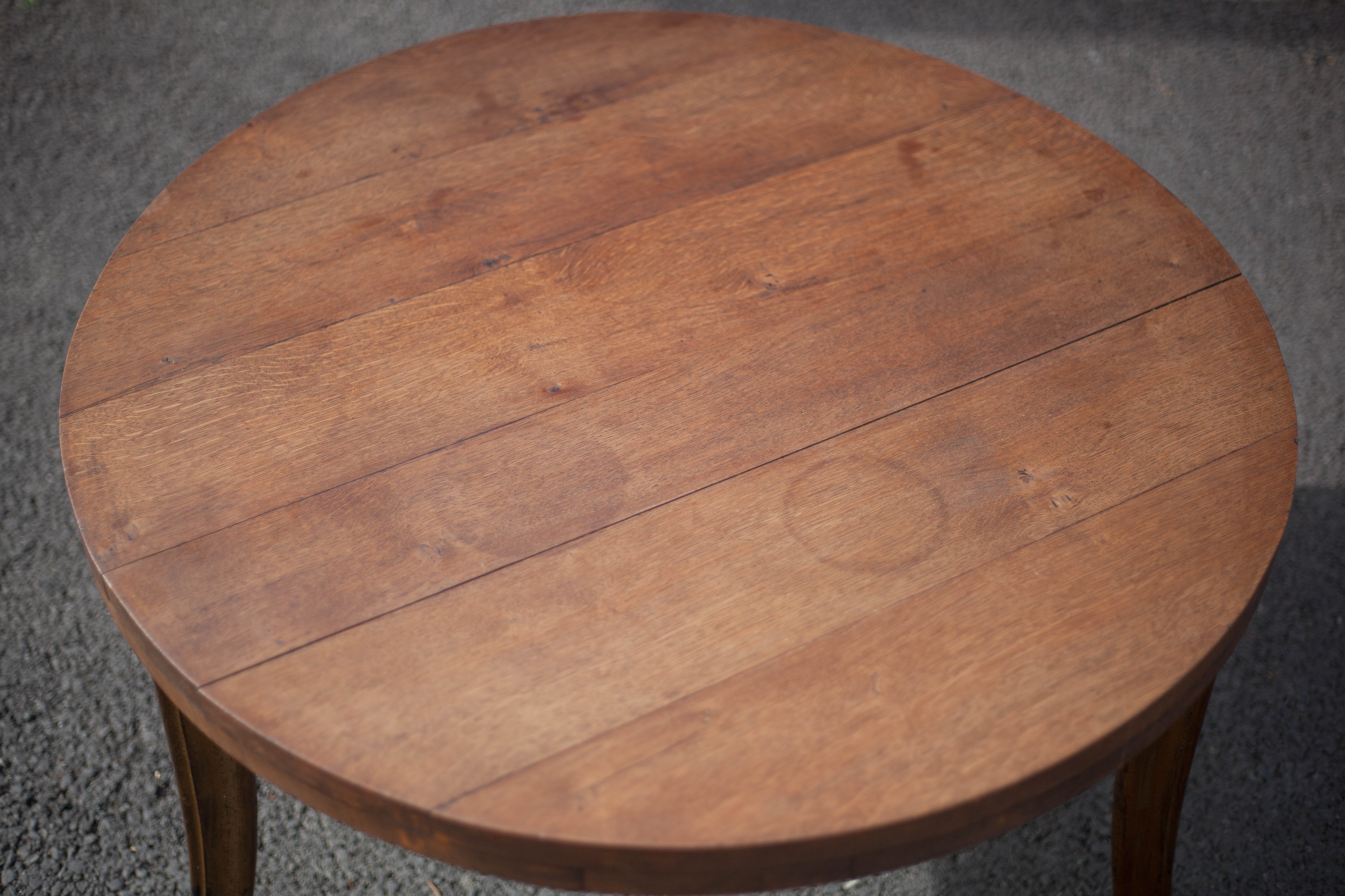 Wooden coffee table with cast iron legs