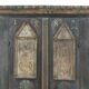 Antique Rustic Farmhouse Folk Art Painted Bridal Cabinet 1882