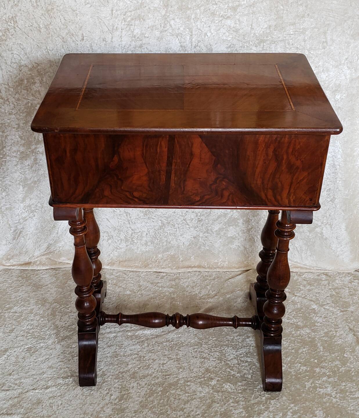 Walnut work table circa 1840.
