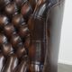 Dark Brown Cowhide  Leather Chesterfield Wingback Chair