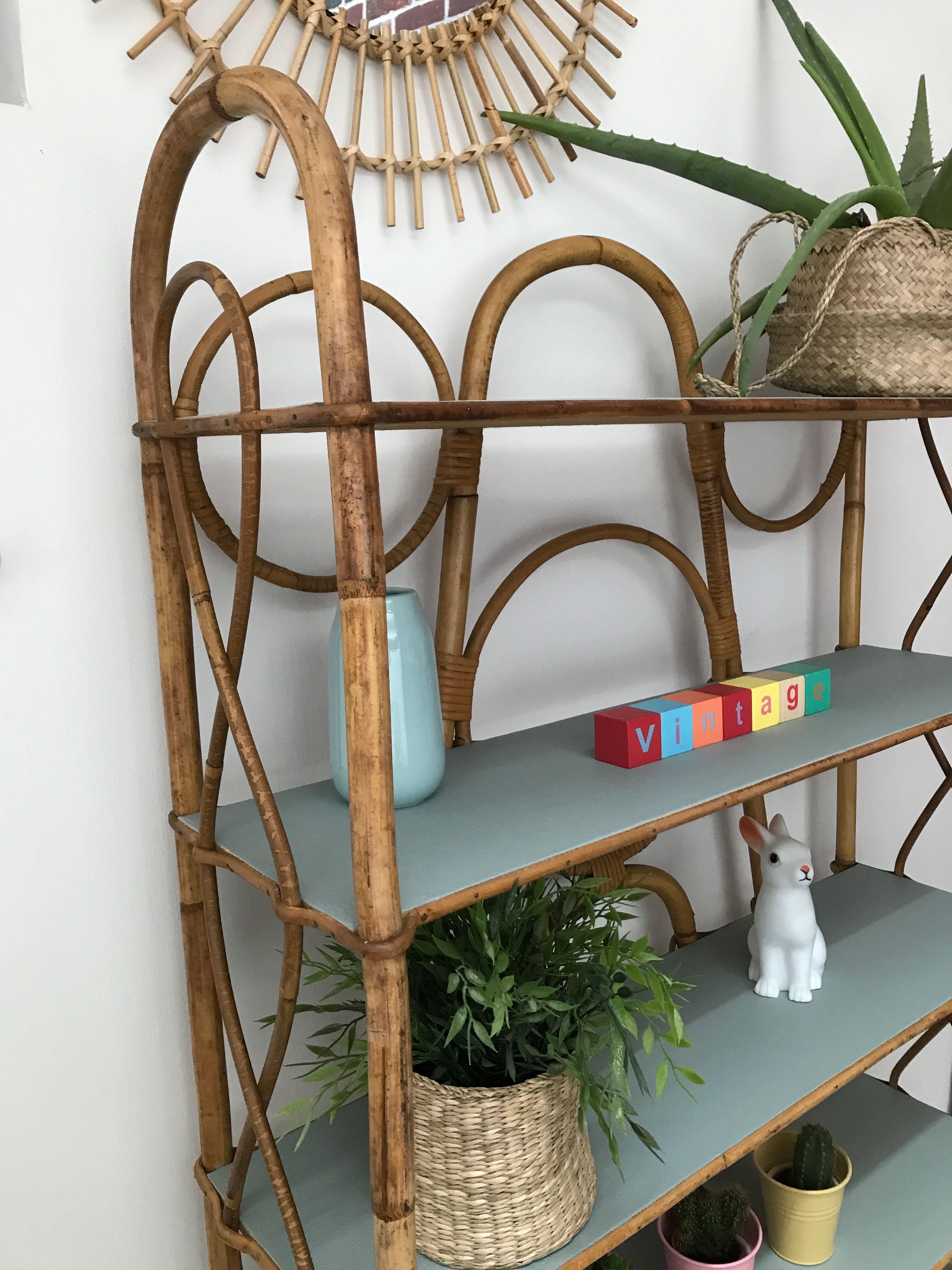 Vintage rattan shelf
