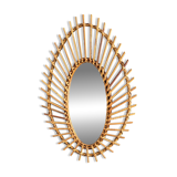 Large antique rattan mirror
