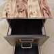 Old industrial furniture in rusty effect metal with two drawers on casters