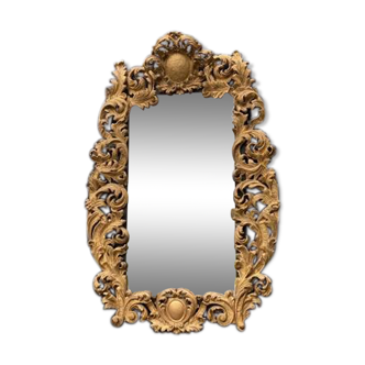 Frame In Carved Wood And Golden Early 18th Century On A Mirror Circa 1900 92x137cm