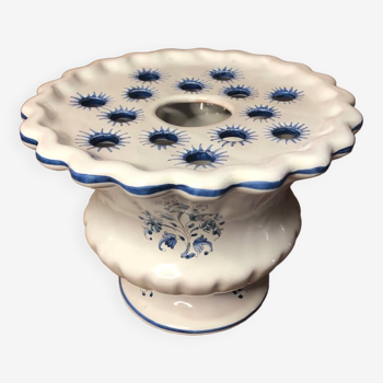 Ancien vase pique fleurs moustiers céramique blanche vintage