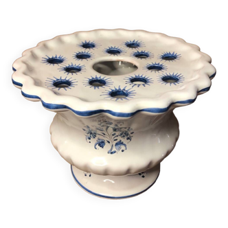 Ancien vase pique fleurs moustiers céramique blanche vintage