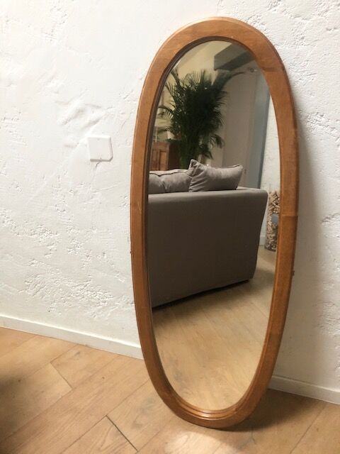 Wooden oval mirror 48x127cm