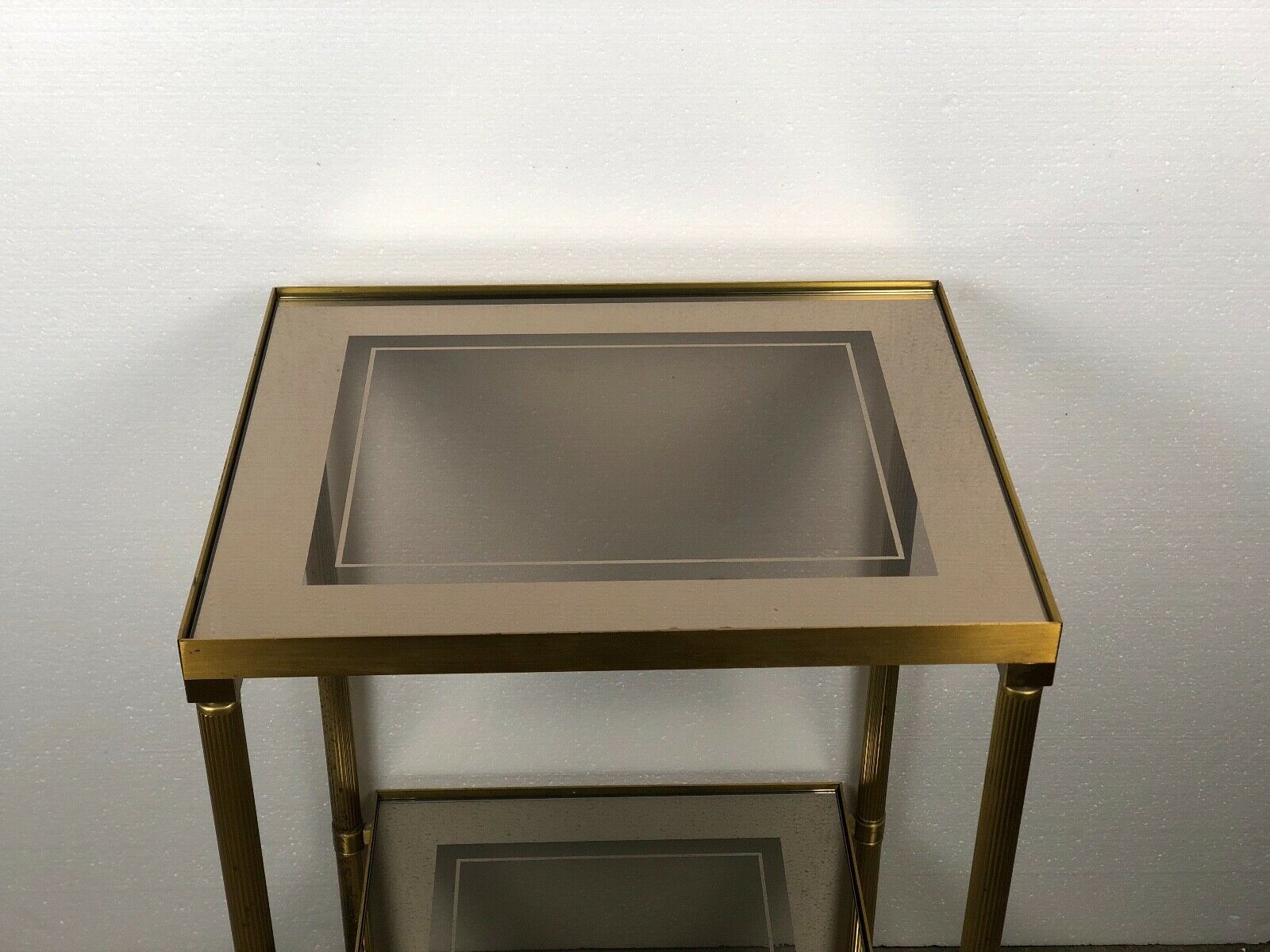 Bout de canapé table d'appoint vintage 70'S en verre et laiton