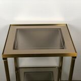 70'S vintage glass and brass sofa tip / side table