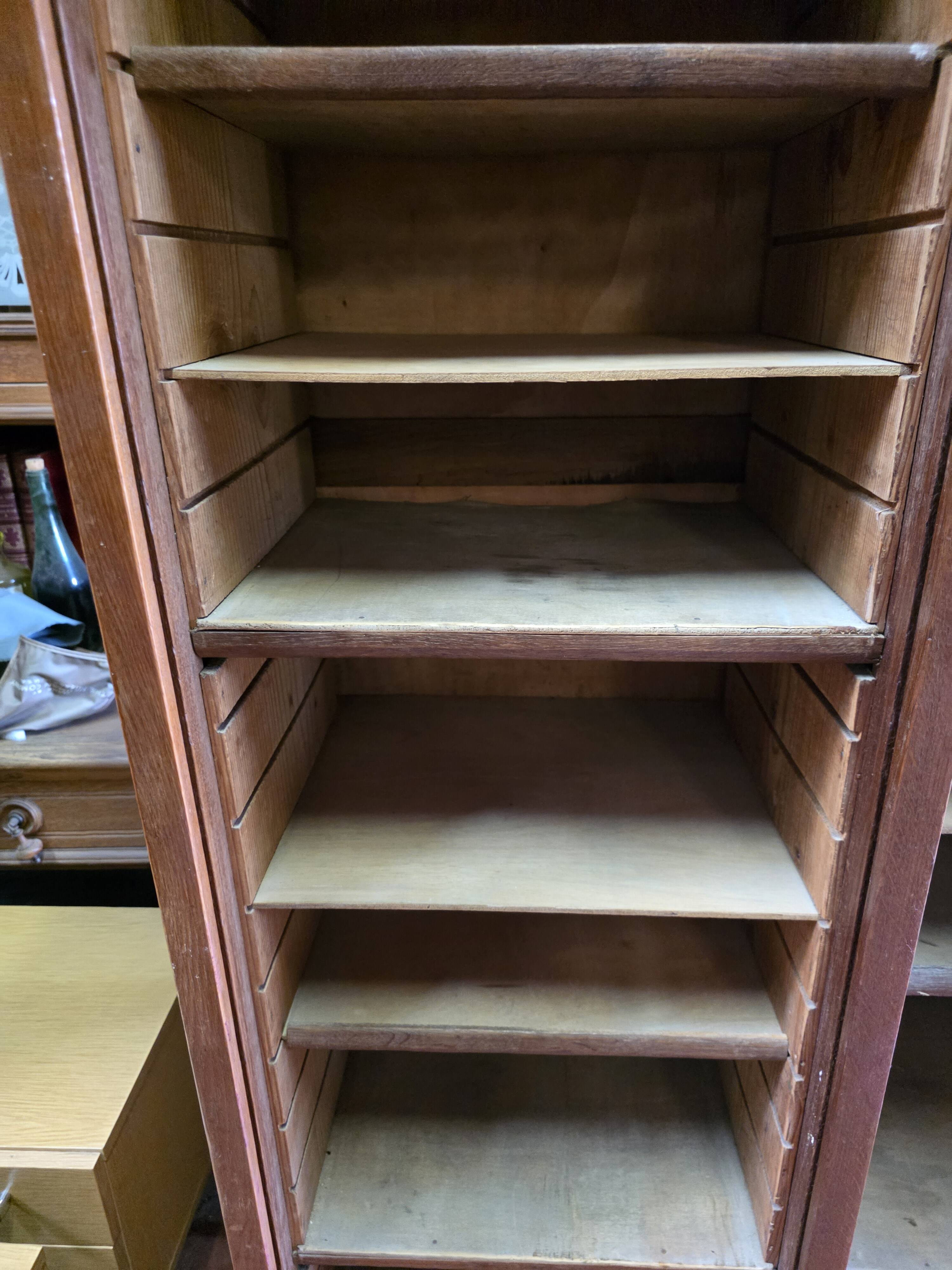 Antique double curtain cabinet in oak