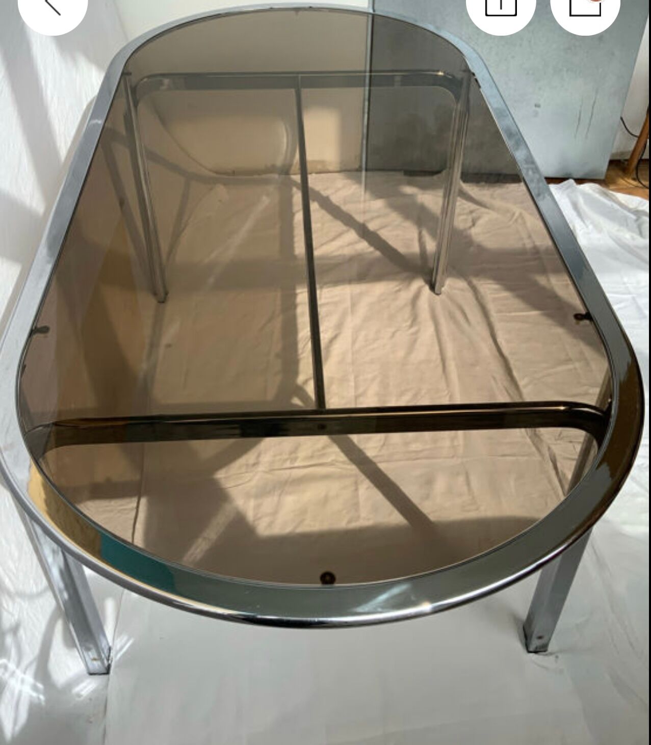 Glass and metal dining room table
