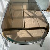 Glass and metal dining room table
