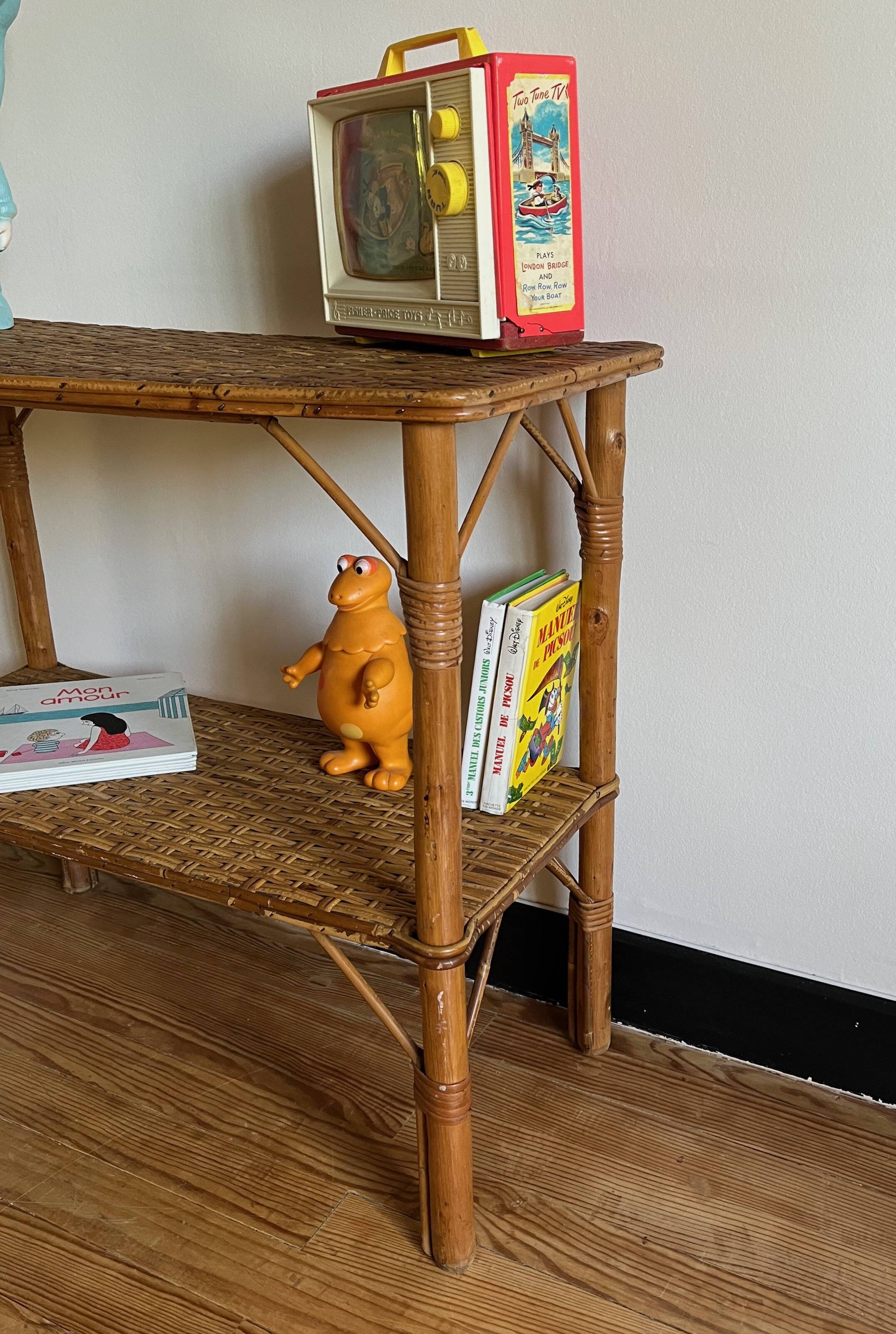 Vintage rattan shelf, console