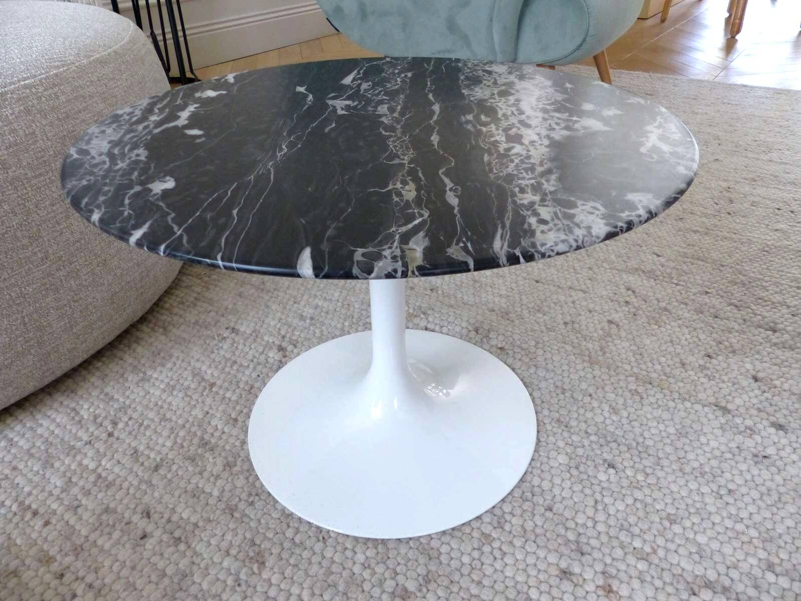 Saarinen Gueridon Side Table Portoro Marble Silver Knoll Eero Saarinen
