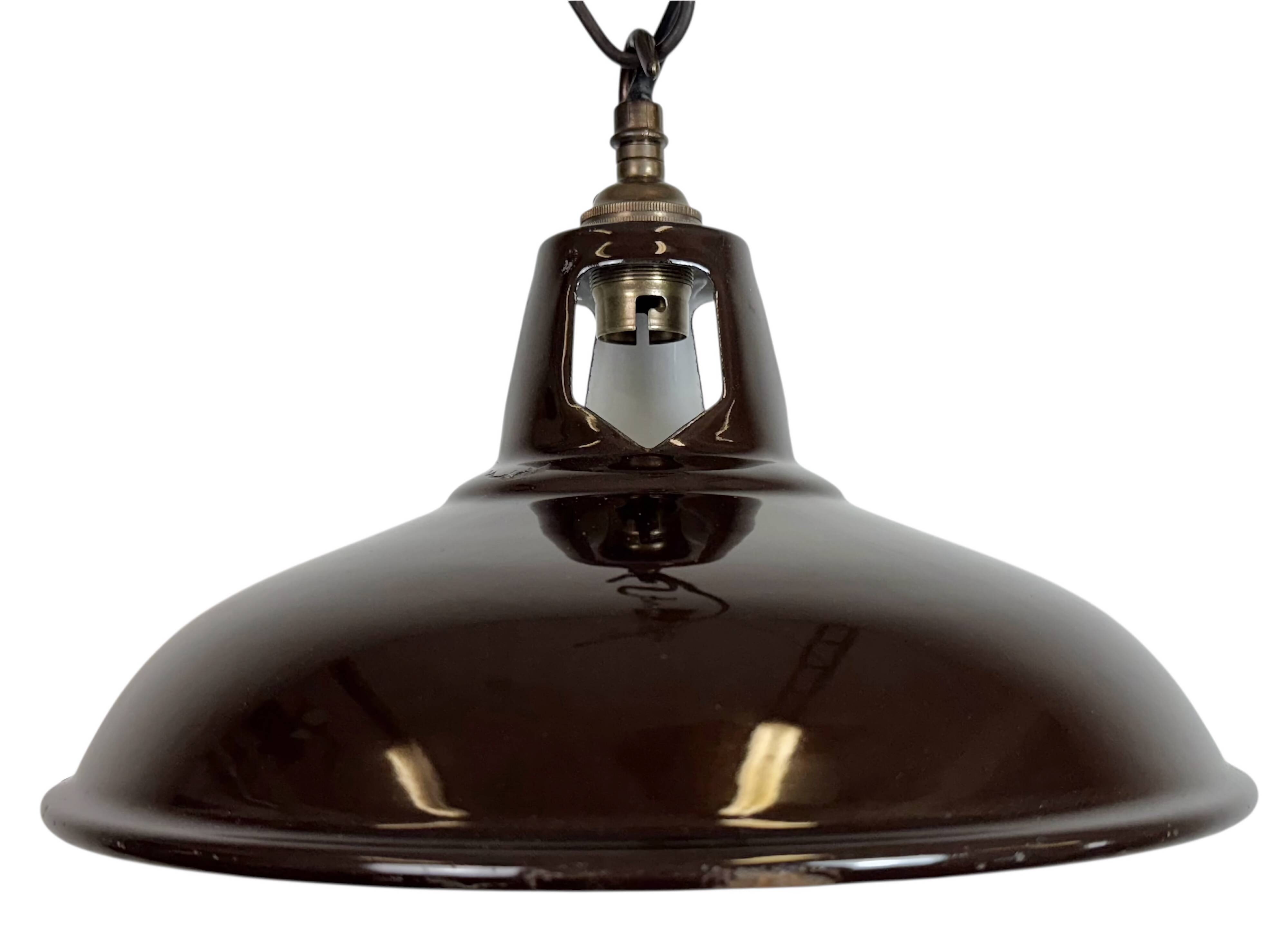 Industrial Brown Enamel Factory Pendant Lamp , 1960s