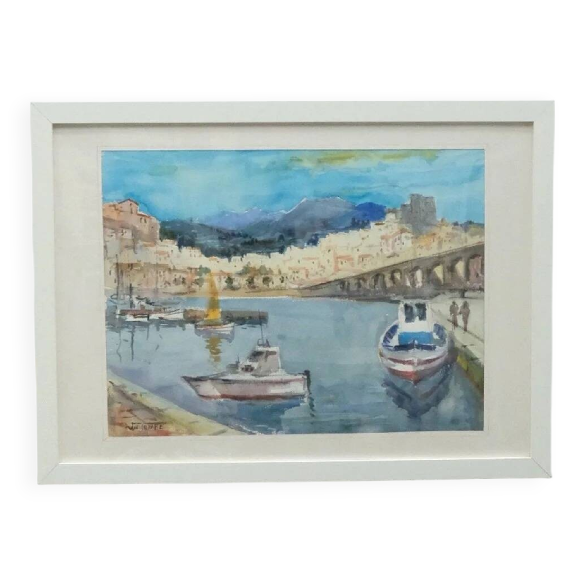 Watercolor "Banyuls sur Mer" by André TOURE, France