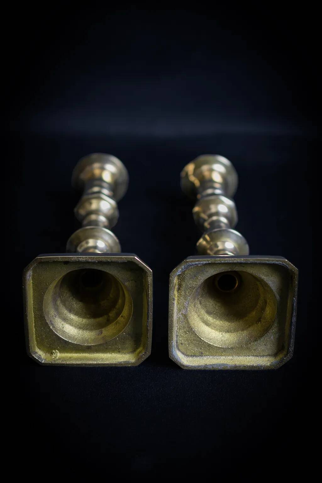 Pair of Victorian copper and brass candlesticks