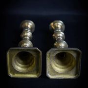 Pair of Victorian copper and brass candlesticks