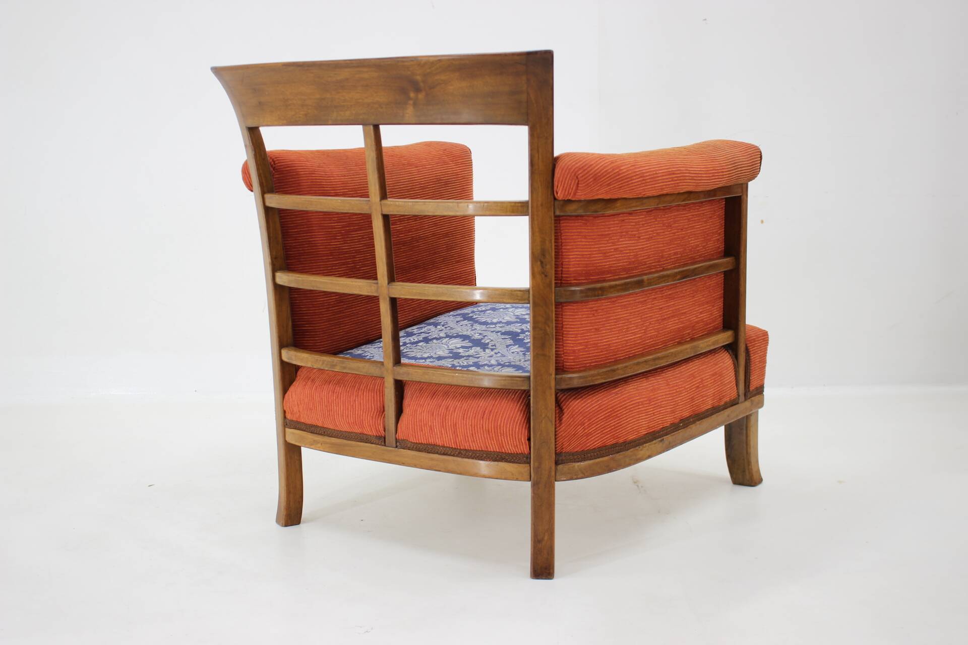 1930s art deco armchair with tabouret, czechoslovakia