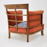 1930s art deco armchair with tabouret, czechoslovakia