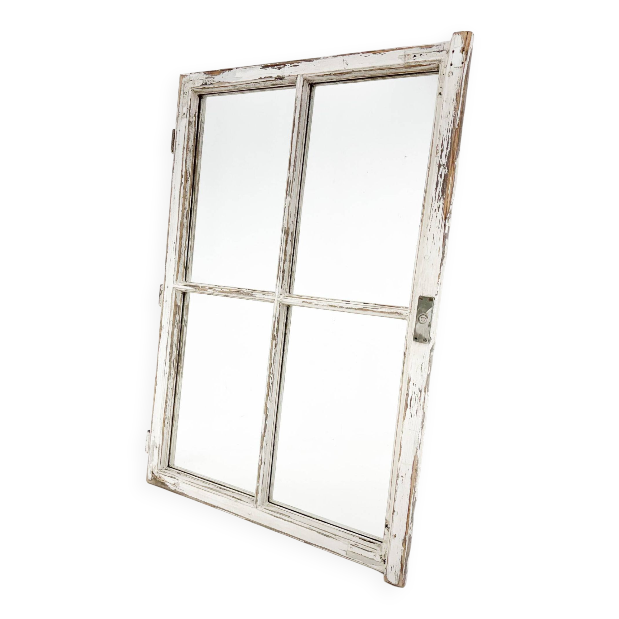 Vintage wooden window converted to a mirror