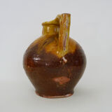 Gargoulette à eau poterie en terre cuite jaune marron vernissé. XIXème