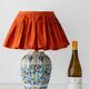 Polychrome Dutch Delft Table Lamp, Tichelaar Makkum, with New Loose Pleat Silk Shade