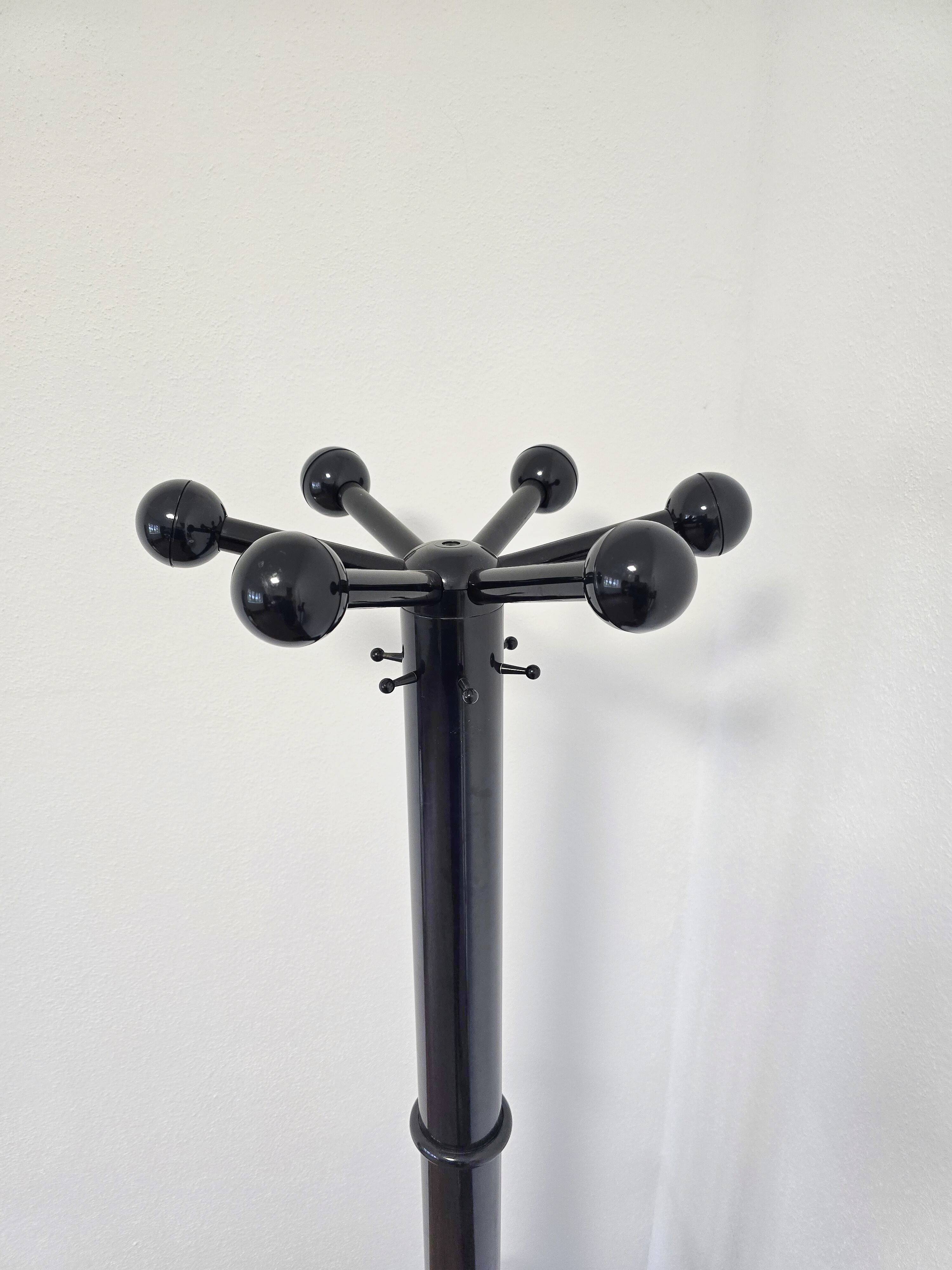 80s Stylish Black Coat Rack and Umbrella Stand