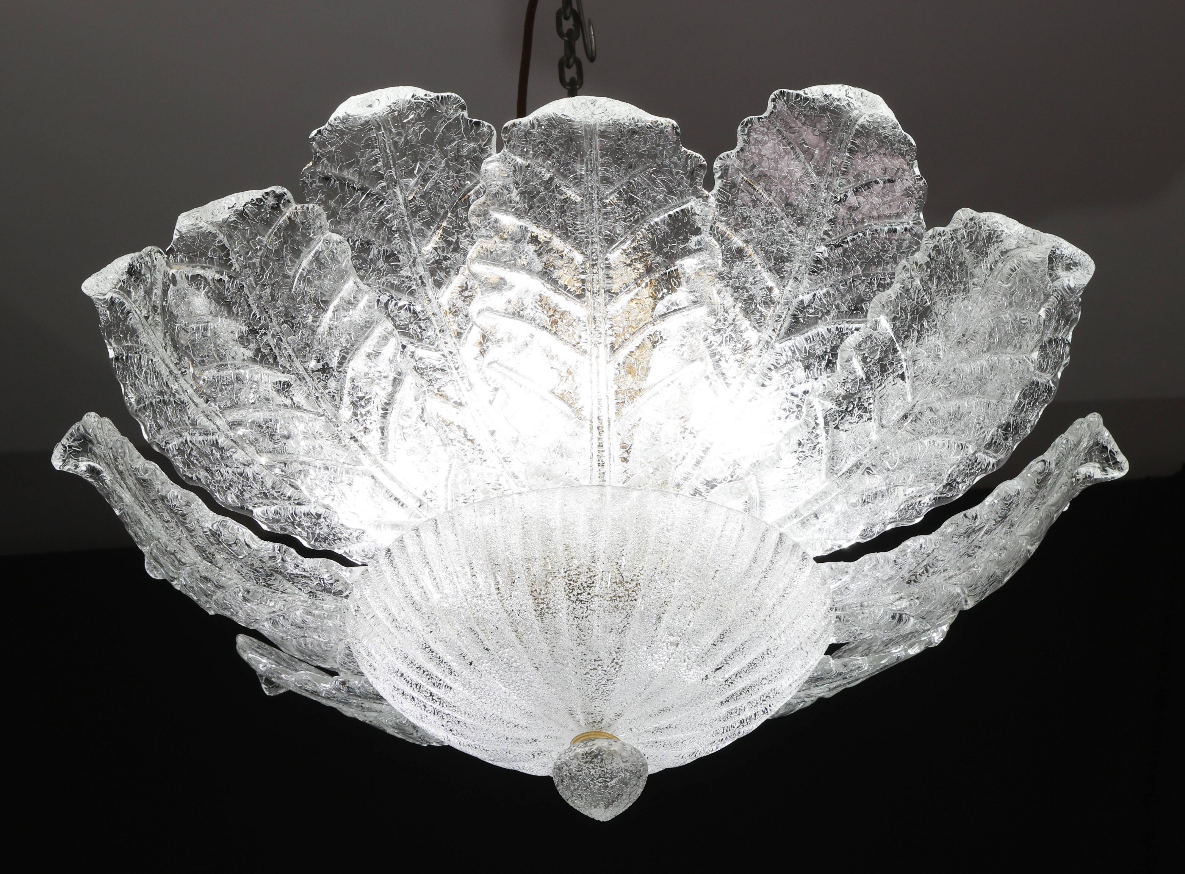 Procida, Murano Clear trasparent Vintage Glass Ceiling Light, 1970s