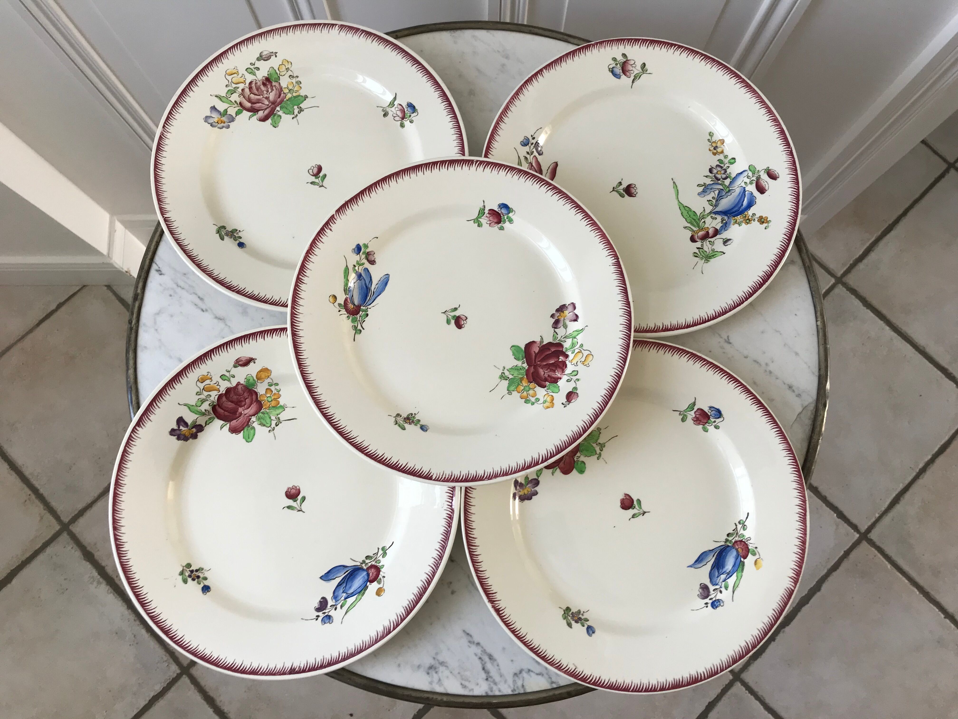 lot of 5 large flat plates Villeroy & Boch La Louvière Belgian manufacture in Terre de Fer débu