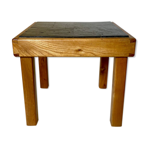 Table basse en orme et ardoise