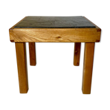 Coffee table in elm and slate by Maison Regain 1970