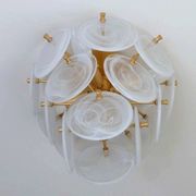 "Loire" Medium ceiling light in gold & white striped glass design by Aerin Lauder