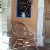 Basket armchair in rattan