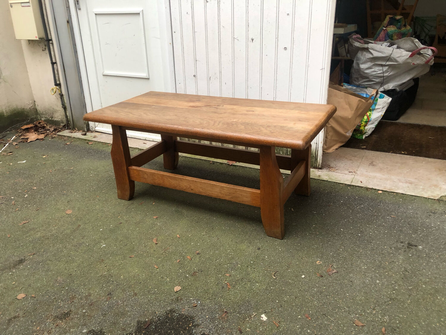 Brutalist oak coffee table, 1960s