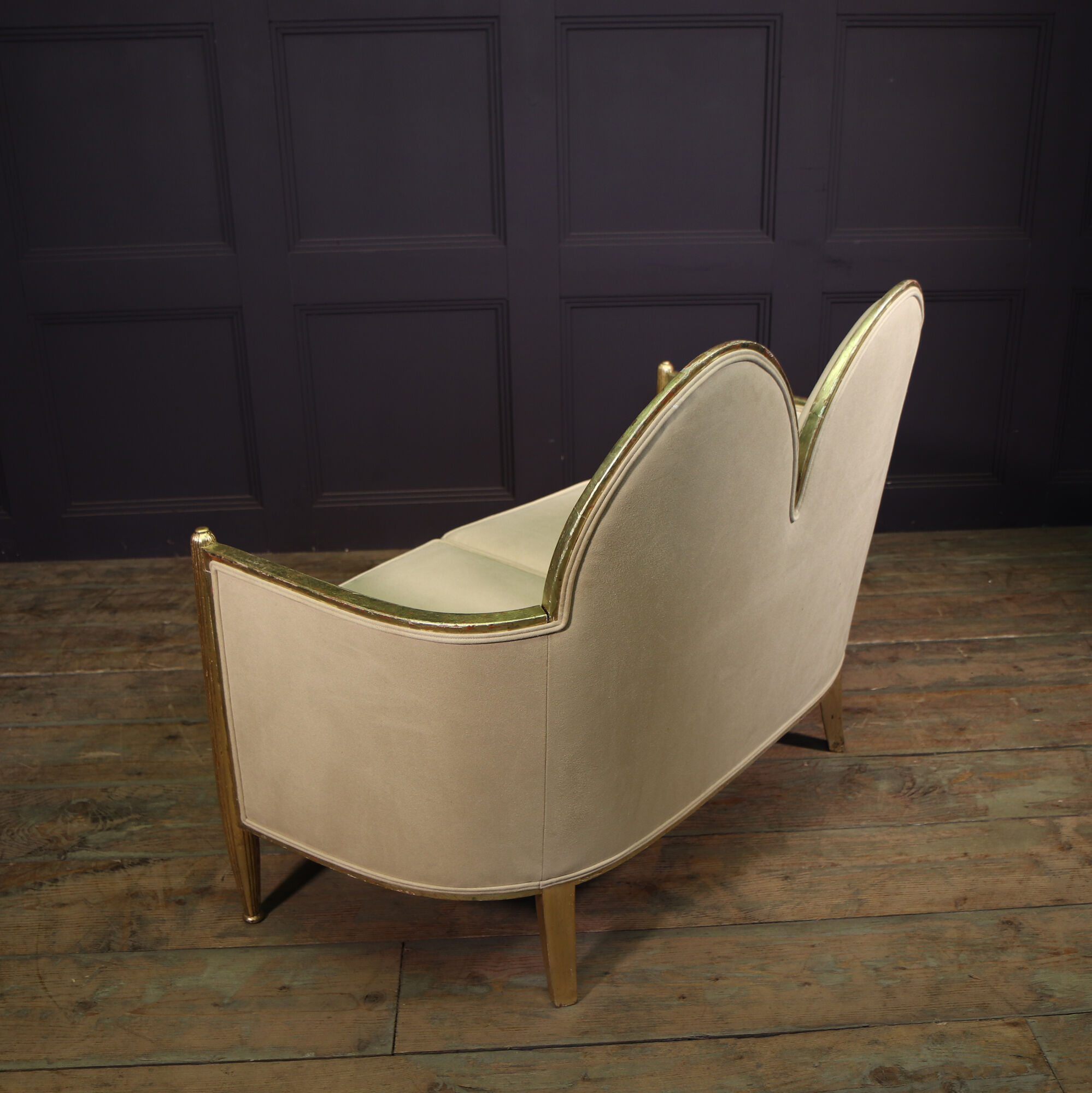 French Art Deco Sofa in Parcel Gilt wood