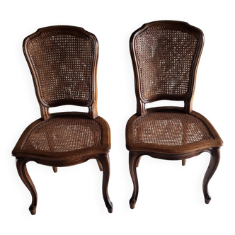 Pair of Louis XV style canned chairs