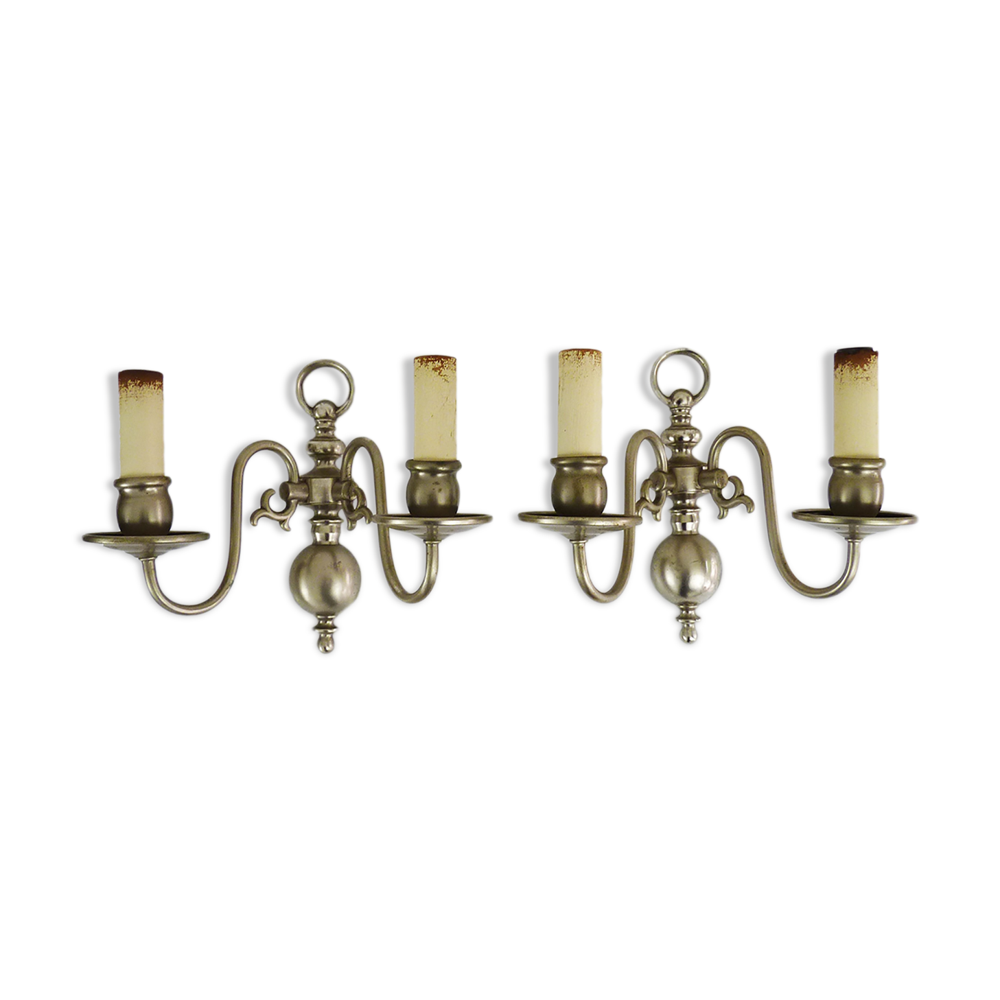 Pair of Dutch wall lamps Flemish 2-branched. Year 40 50