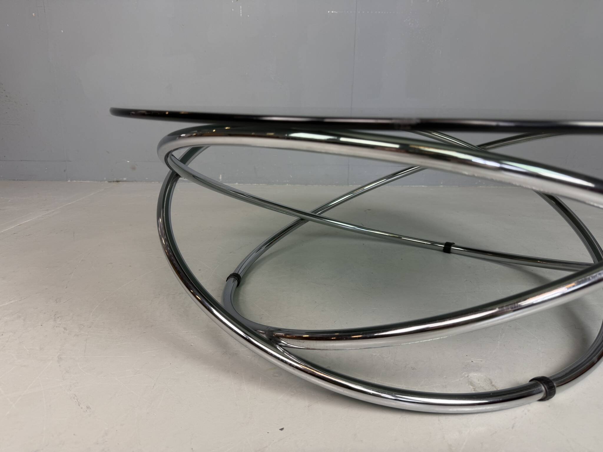 Mac chrome and smoked glass Coffee Table from Miniforms, Italy, 1970s