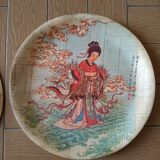 4 bamboo plates with Asian decor