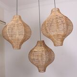 Set of 3 rattan chandelier,extra large light 50 cm x 60 cm